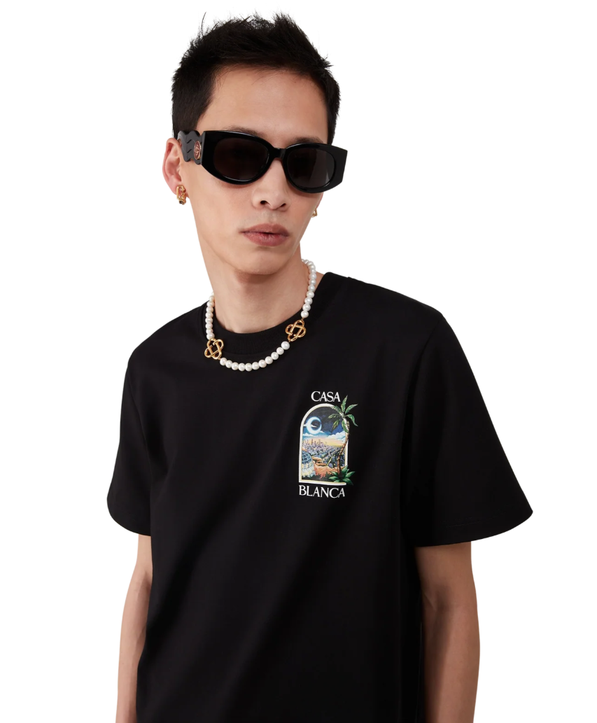 Casablanca Man T-Shirt Night Printed Black