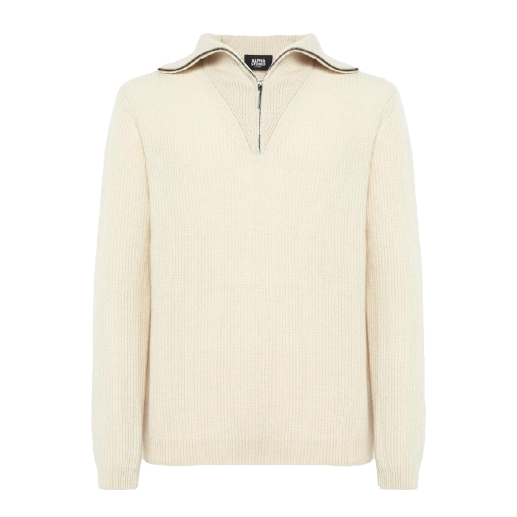 Alpha Studio Man White Sweaters