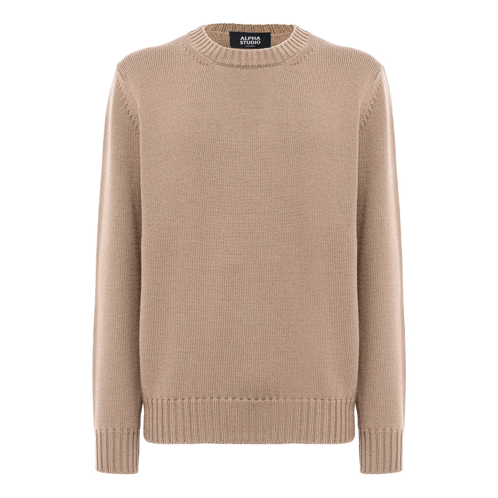 Alpha Studio Man Camel Sweaters