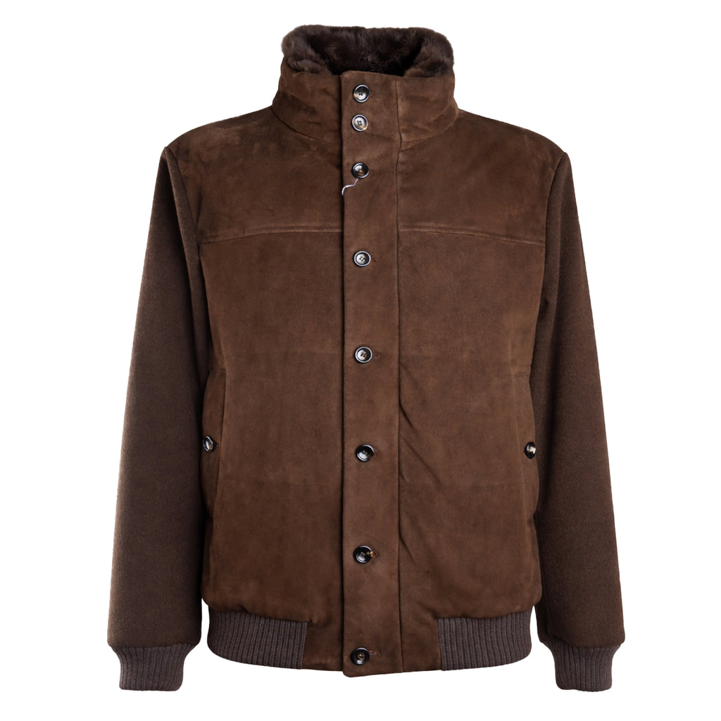 bomber scamosciato pelliccia