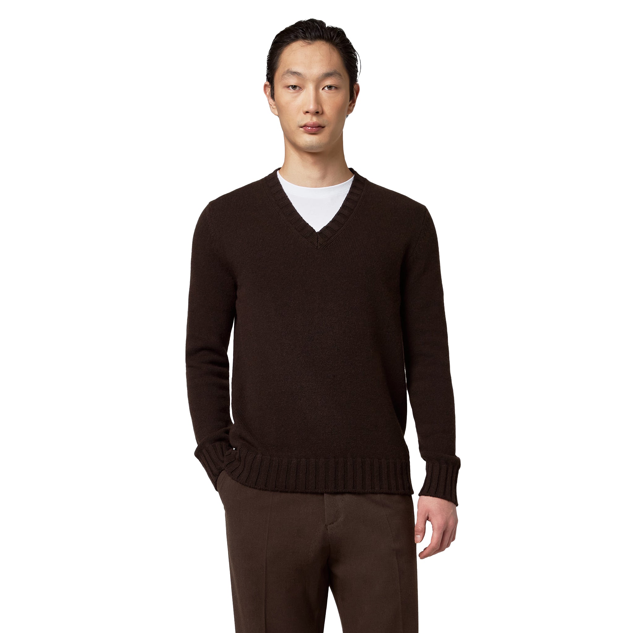 maglia scollo V misto lana