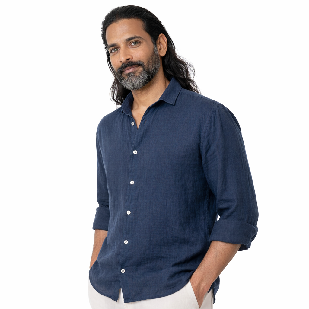 MC2 Saint Barth Man Shirt Linen Blue