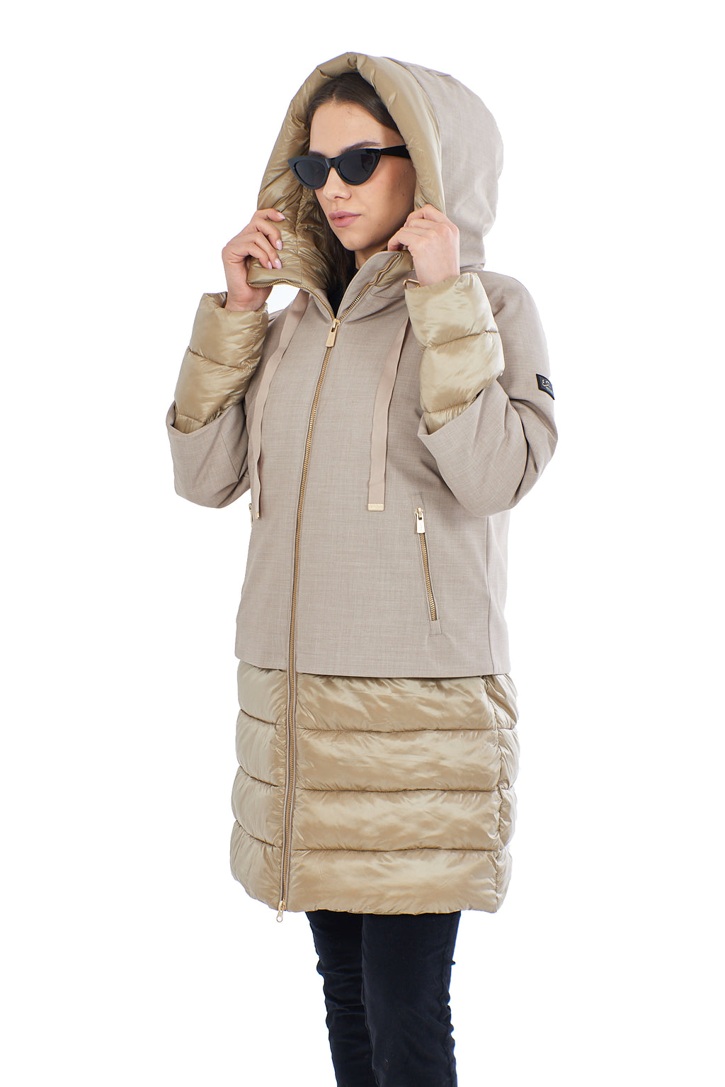 piumino tessuto beige