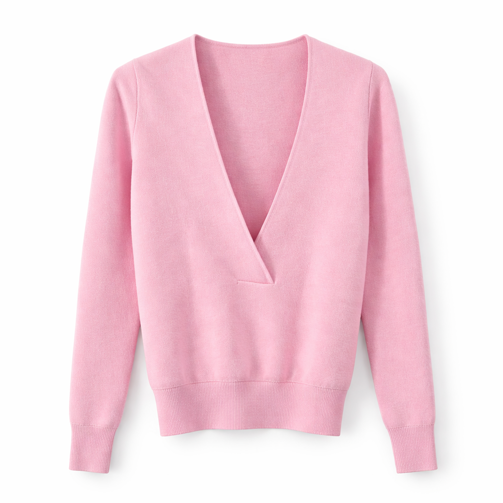 maglia rosa scollo V