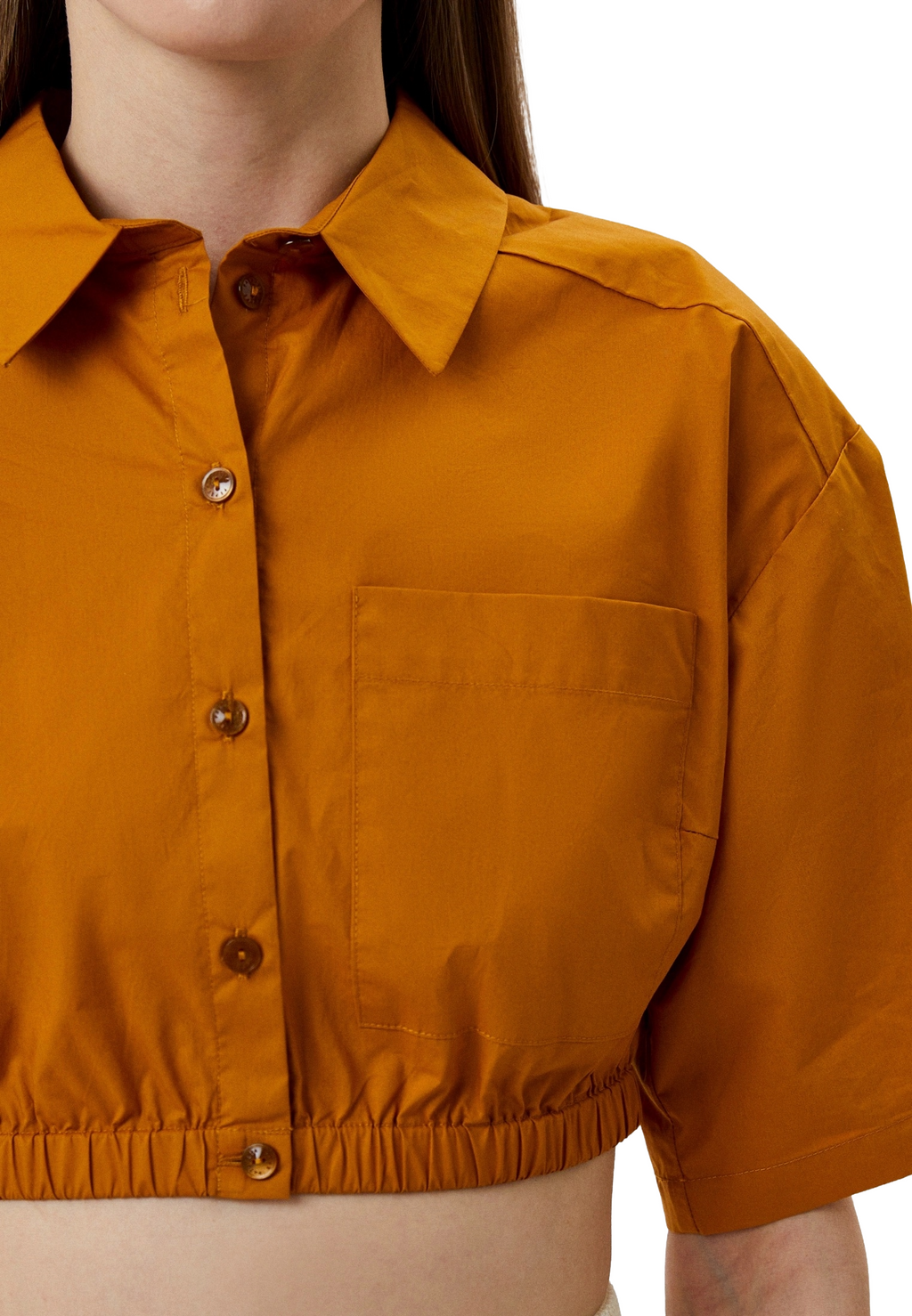 camicia corta a maniche corte cammello