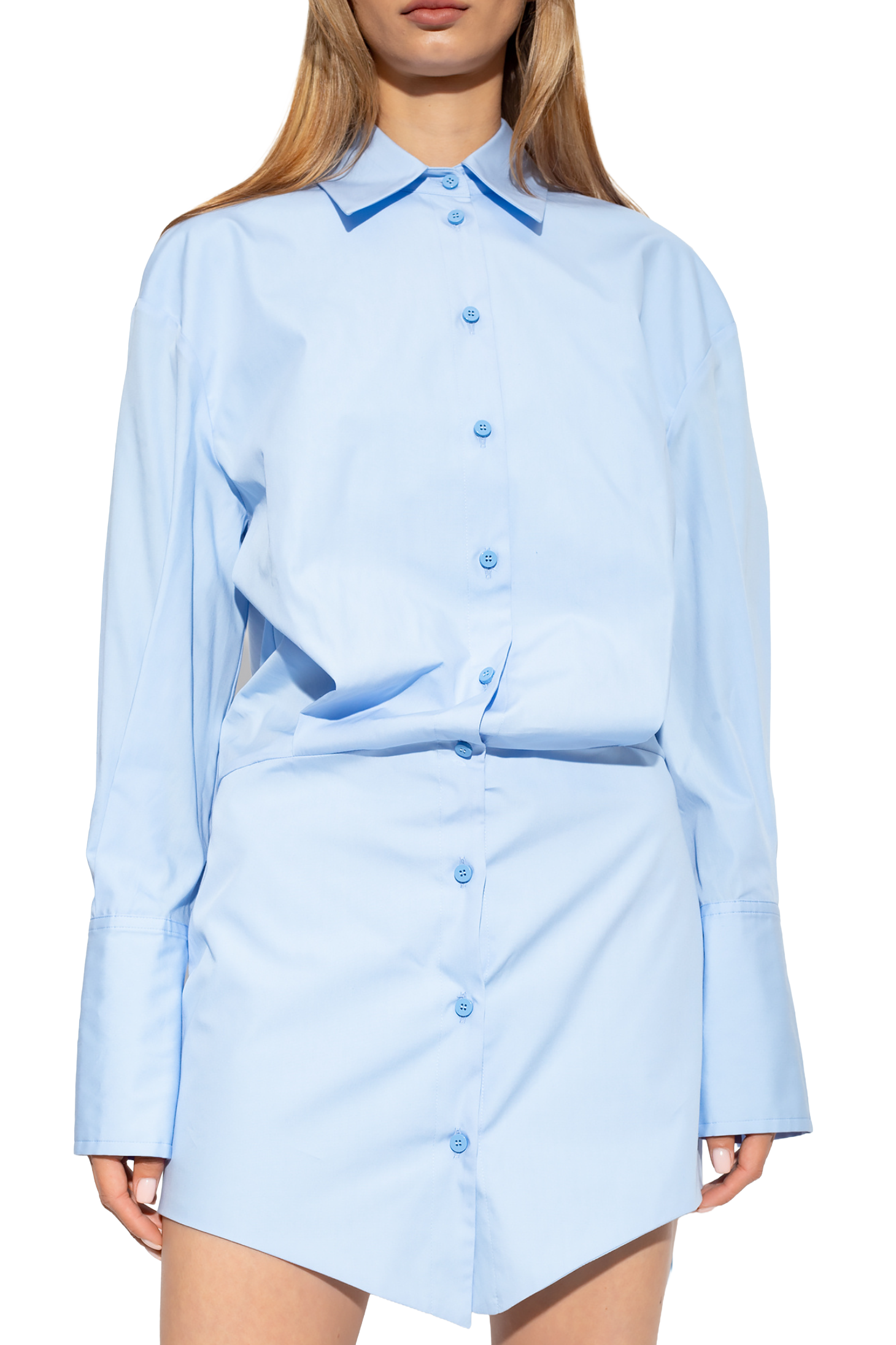 The Attico Woman Shirt Mini Dress Light Blue