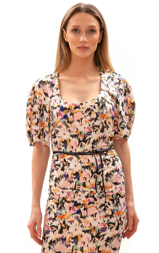 Patrizia Pepe Woman Dress Tech Flower Print Multicolor
