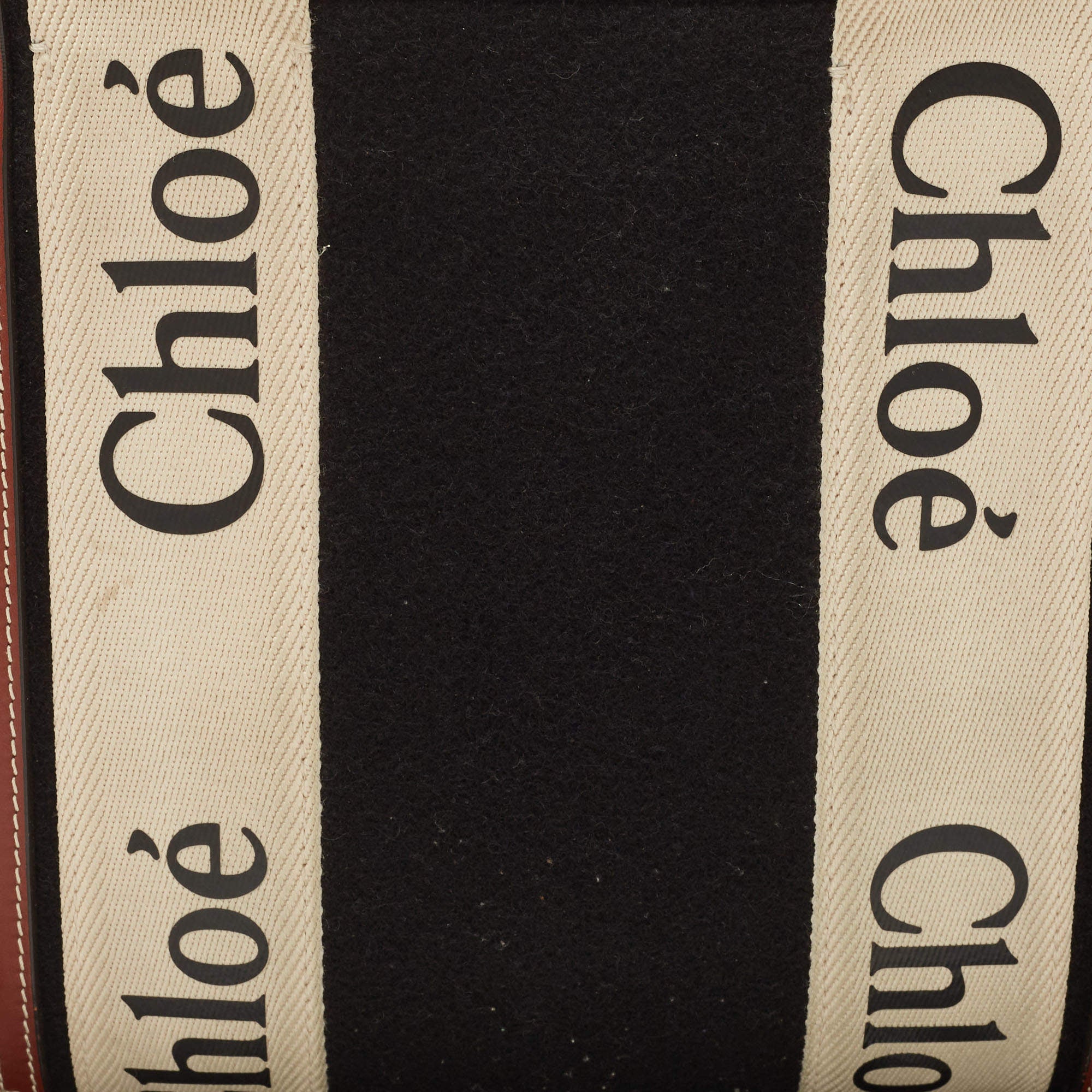 chloé Woman Woody Wool Leather Crossbody Bags Black