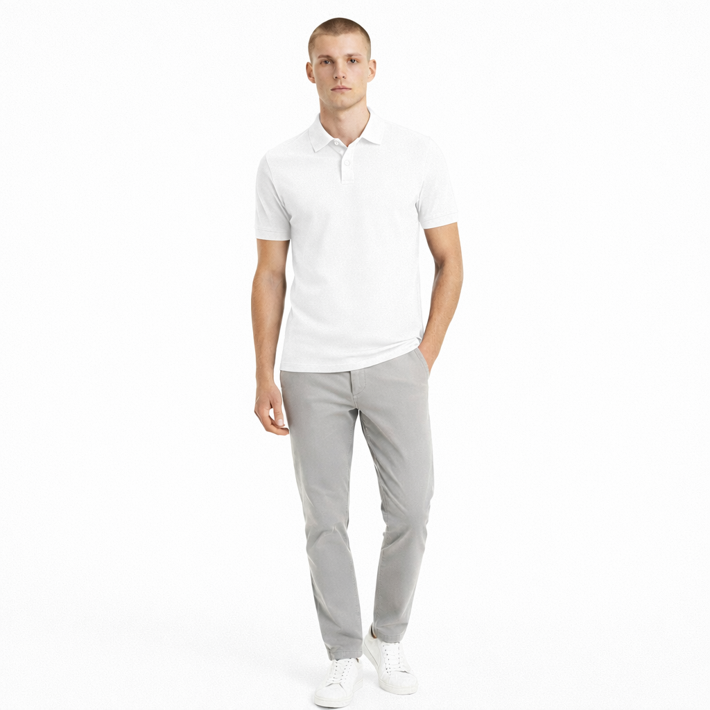 Alpha Studio Man White Polo