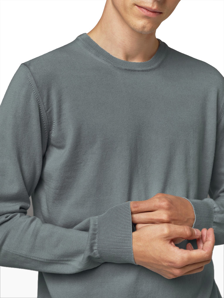 Alpha Studio Cotton Sweater Crewneck Anthracite — view 3