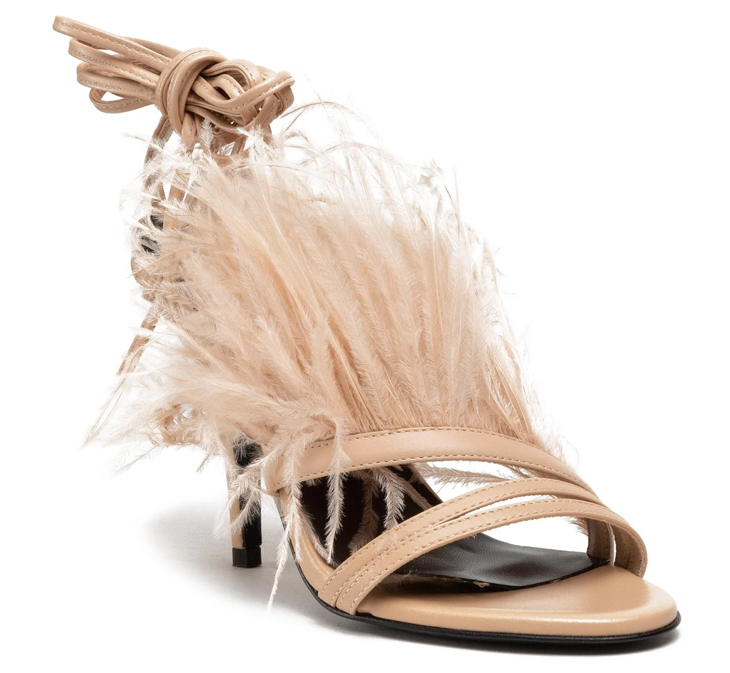 sandali pelle con piume