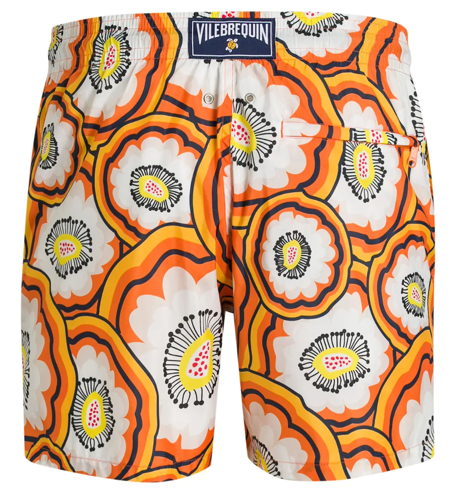 Vilebrequin Man Swim Shorts Flowers Orange