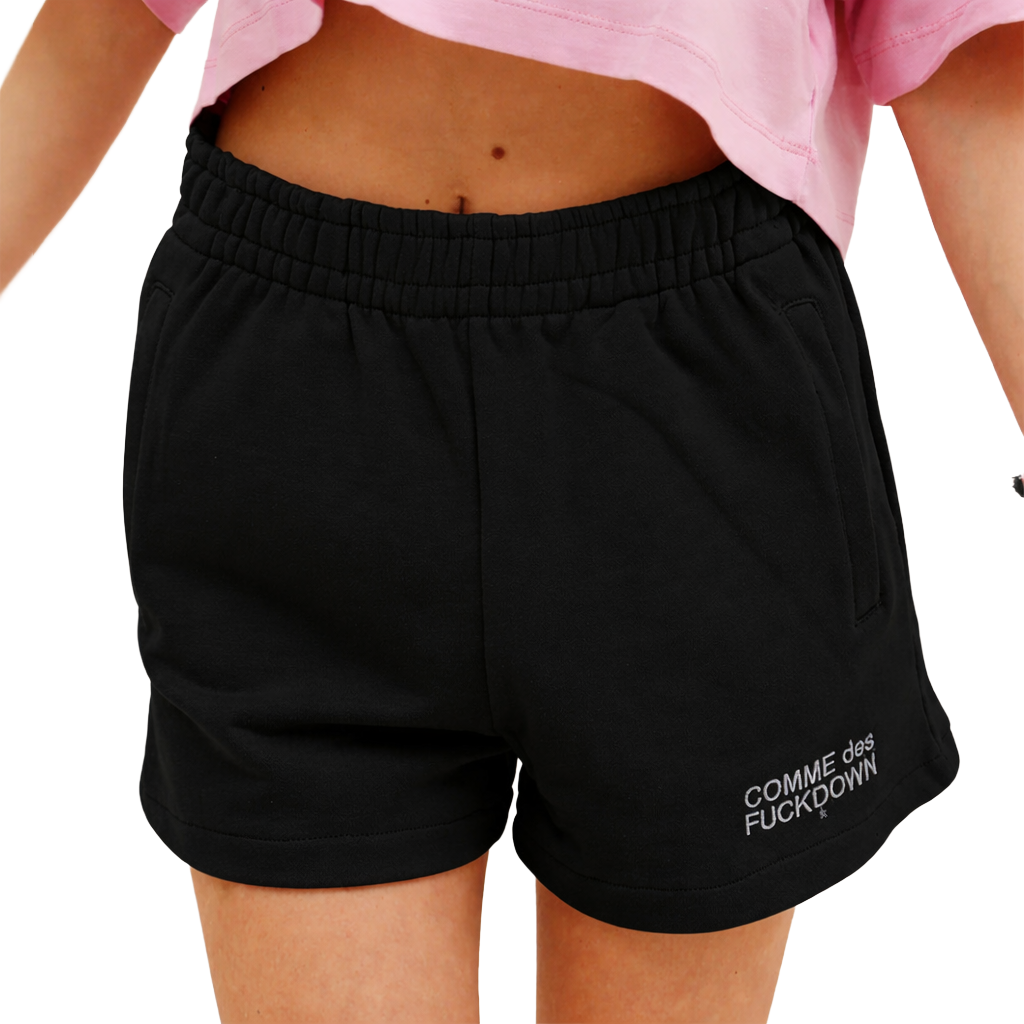 Comme Des Fuckdown Woman Embroidered Shorts Black