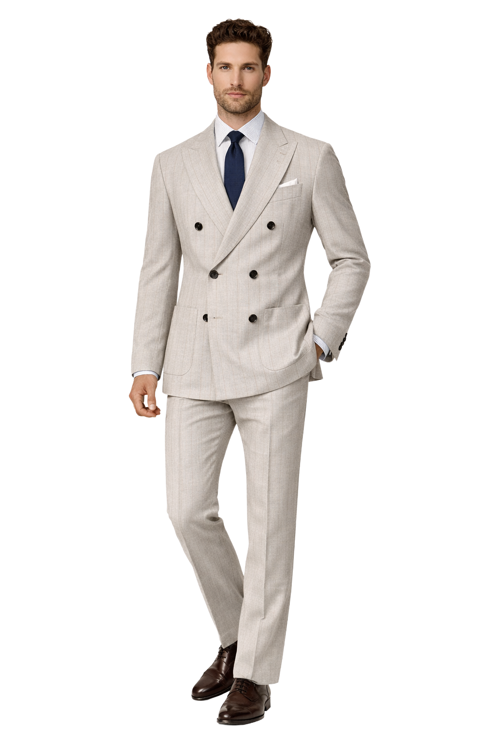 Loro Piana Suit Double-Breasted Pinstripe