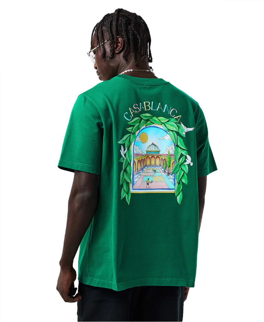 Casablanca Man Printed T-Shirt Arch Tennis Green