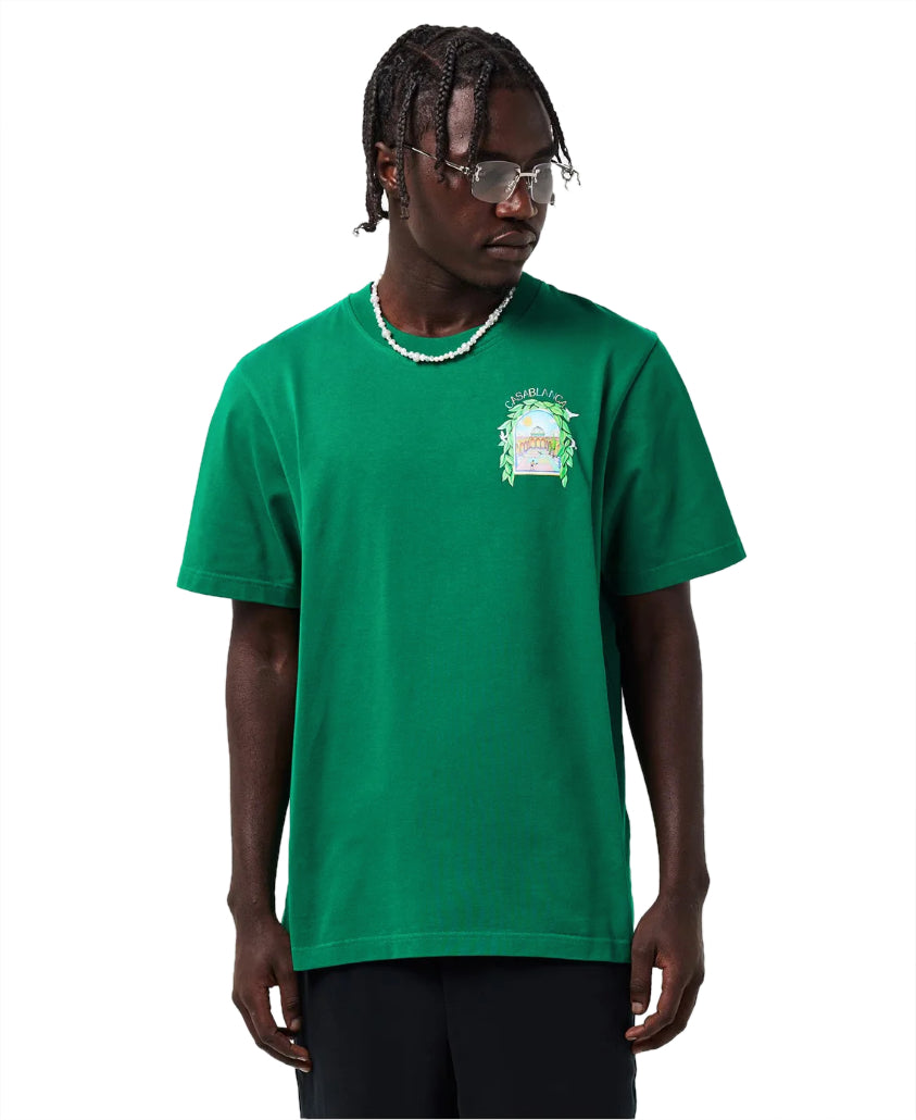 Casablanca Man Printed T-Shirt Arch Tennis Green