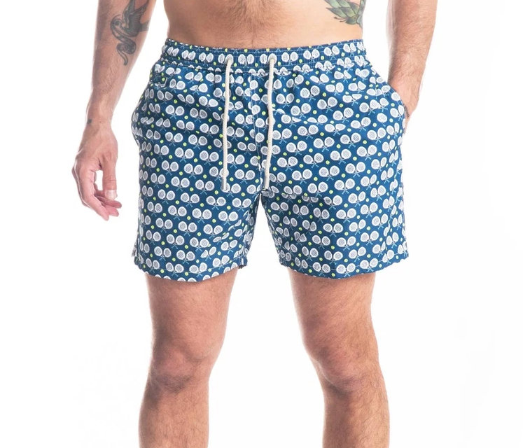 MC2 Saint Barth Man Swimsuit Patterned Padel Blue