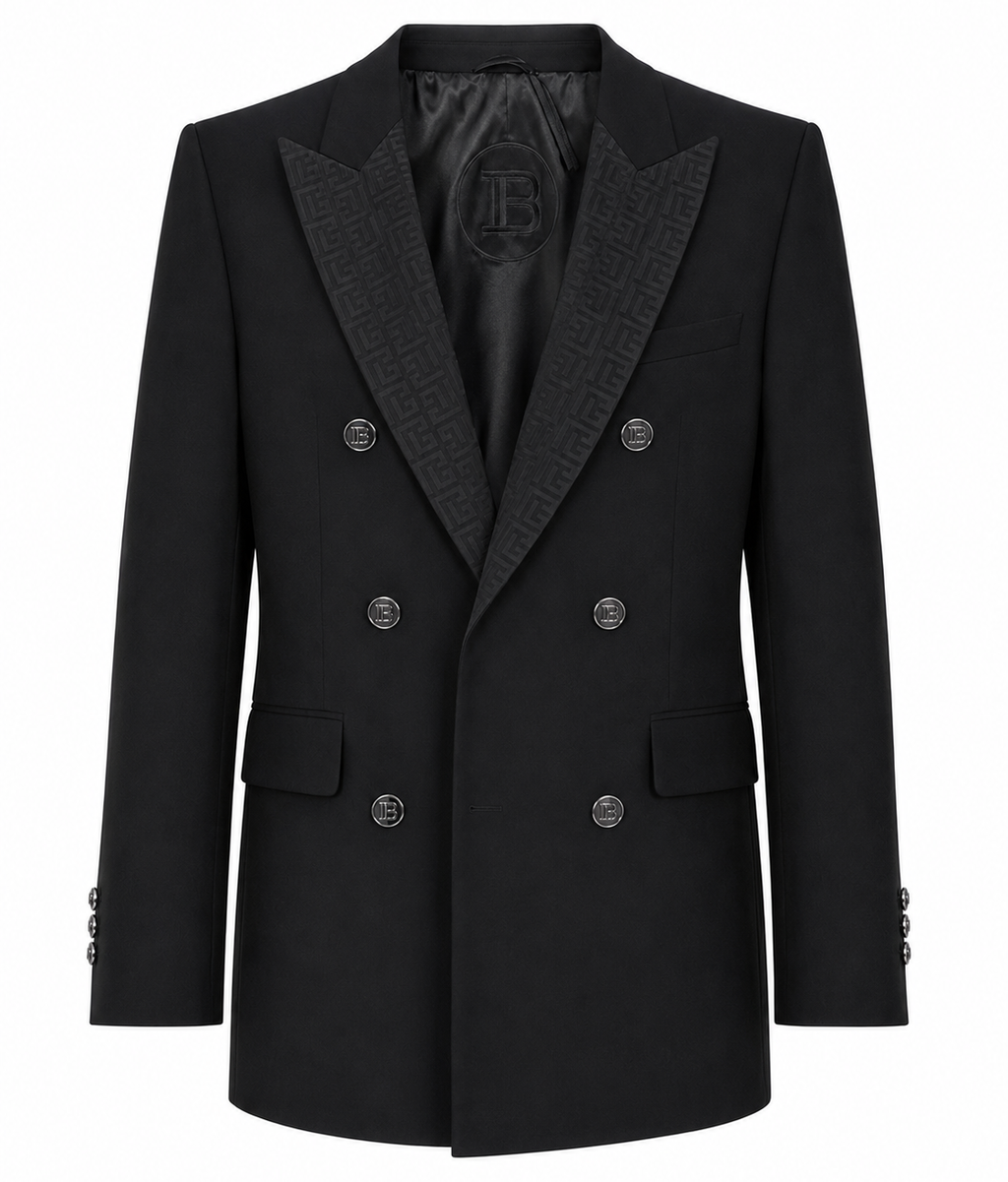 Balmain Viscose Jacket Double-Breasted Print Pattern Silver