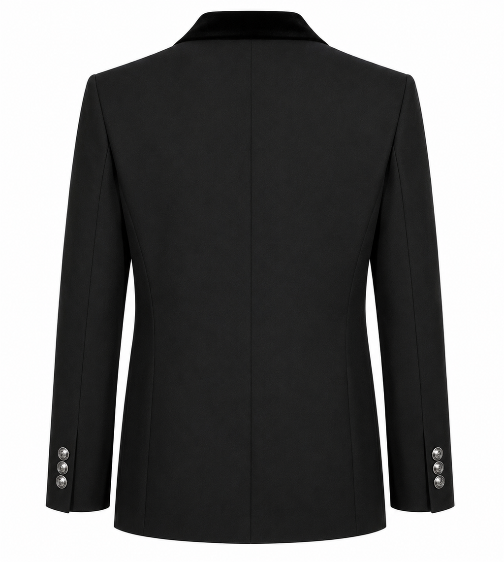 Balmain Wool Jacket Asimmetrica Rever Velvet — view 2