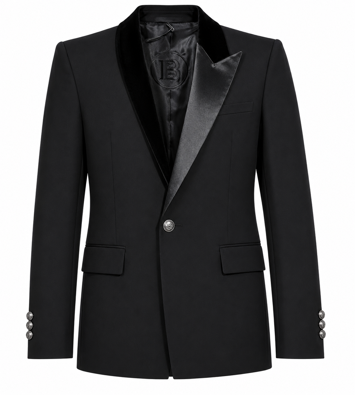 Balmain Wool Jacket Asimmetrica Rever Velvet