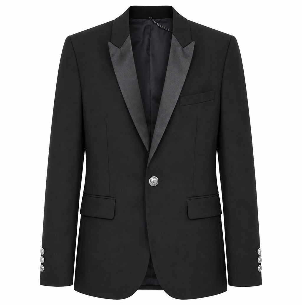 Balmain Wool Jacket Single-Breasted Rever Lucidi Silver