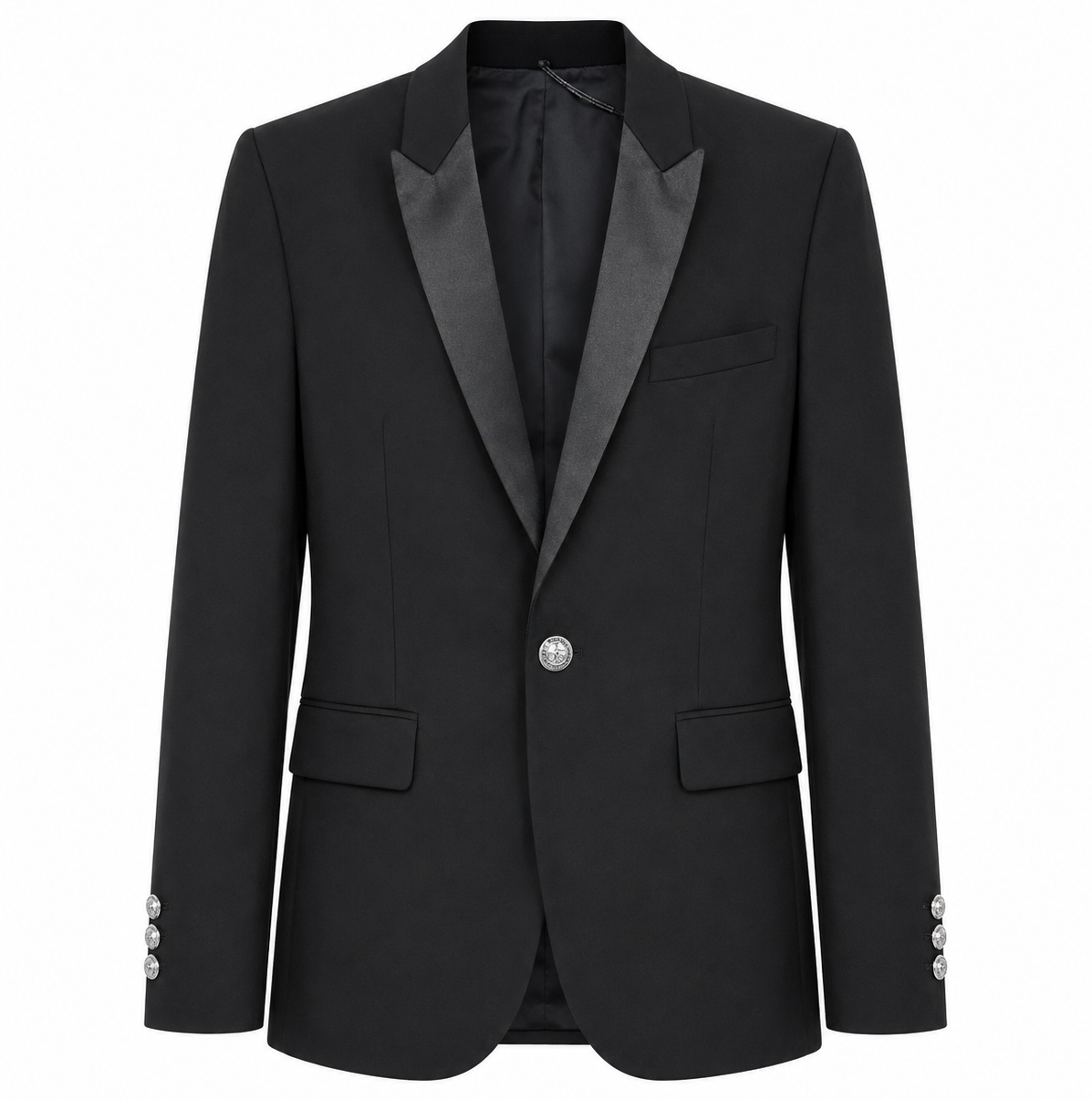 Balmain Wool Jacket Single-Breasted Rever Lucidi Silver
