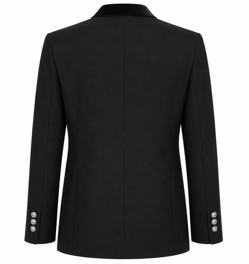 Balmain Man Jacket Single-Breasted Lapel Glossy Black