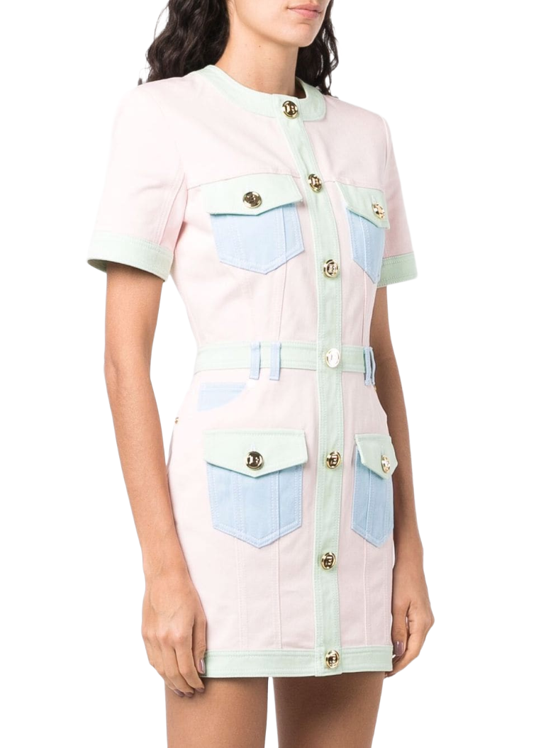 Balmain Dress Denim Multicolor Multicolored — view 2