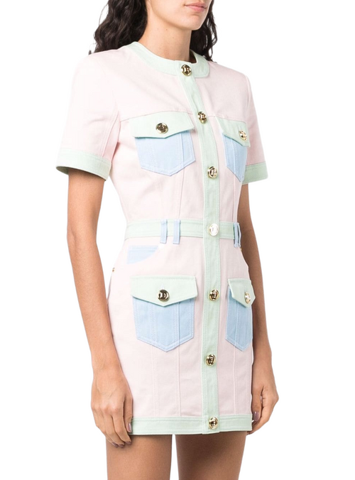 Balmain Dress Denim Multicolor Multicolored — view 2