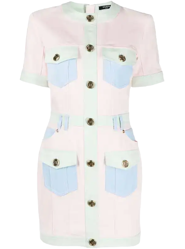 Balmain Dress Denim Multicolor Multicolored