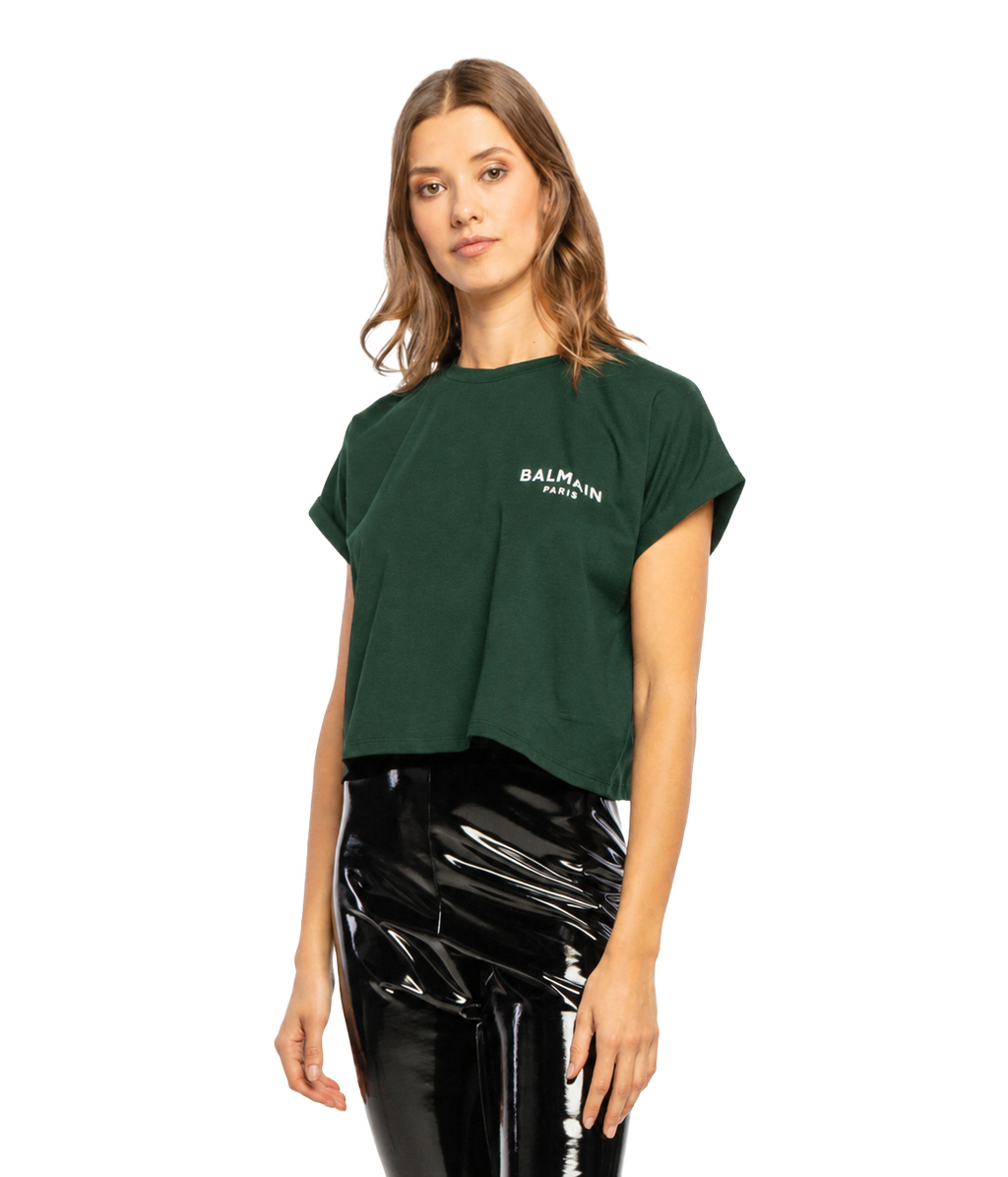 Balmain Cotton T-Shirt Cropped  Paris — view 3