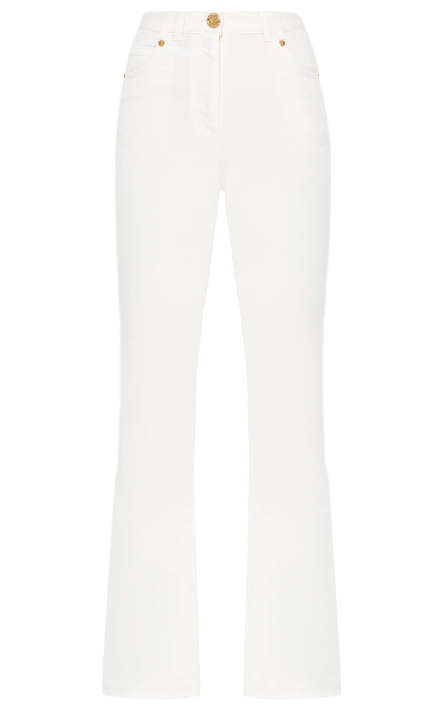 Balmain Cotton Trousers Flared Bianchi White
