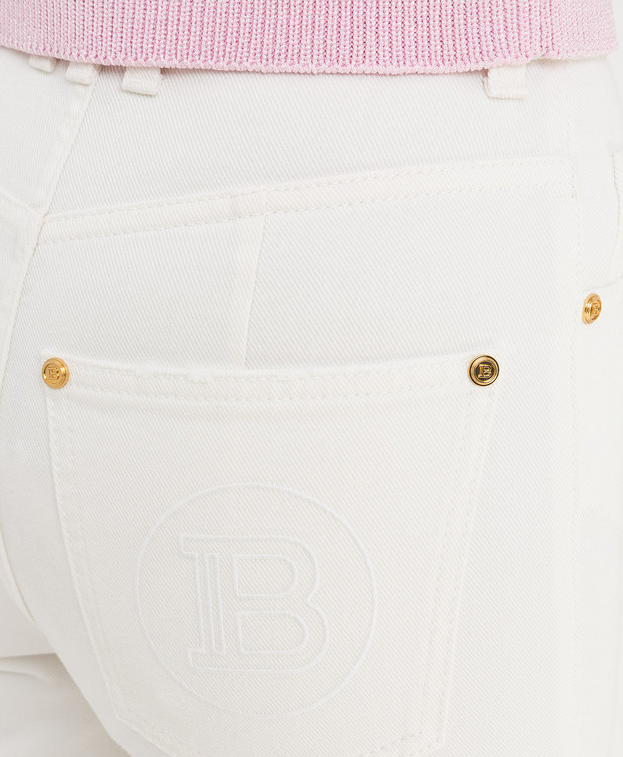 Balmain Cotton Trousers Flared Bianchi White — view 4