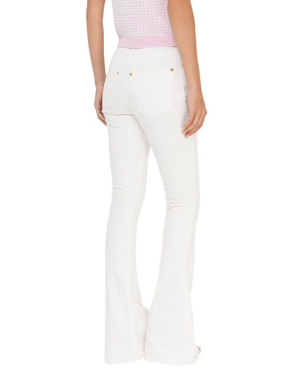 Balmain Cotton Trousers Flared Bianchi White — view 2