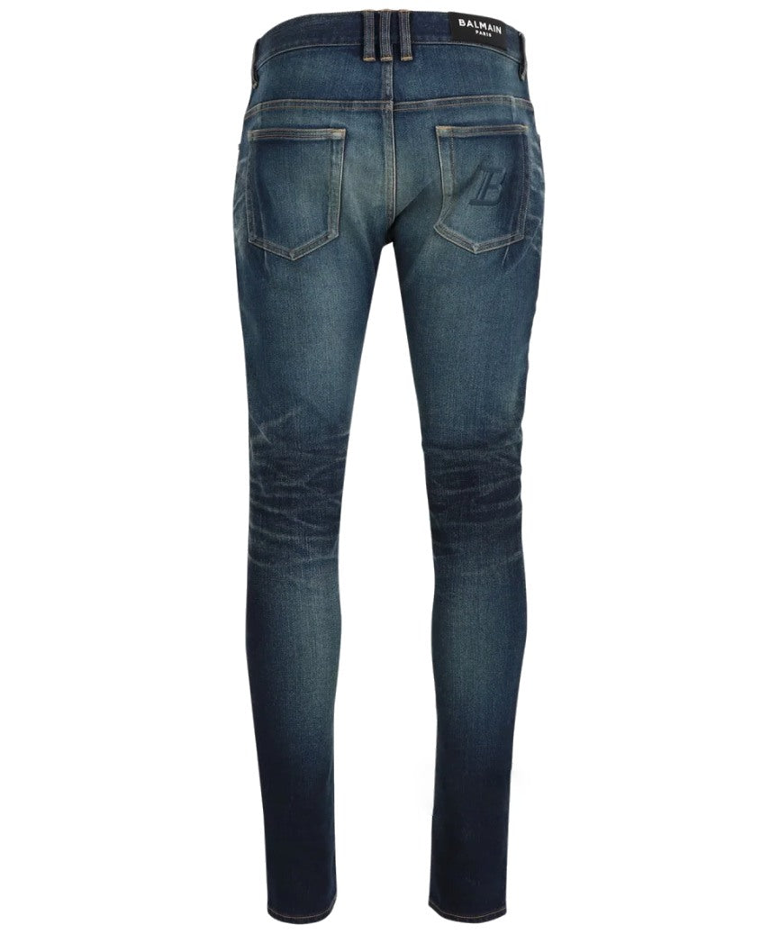 Balmain Cotton Jeans Skinny Blu Blue — view 2