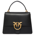 Pinko Calfskin Love One Bag Top Handle Black