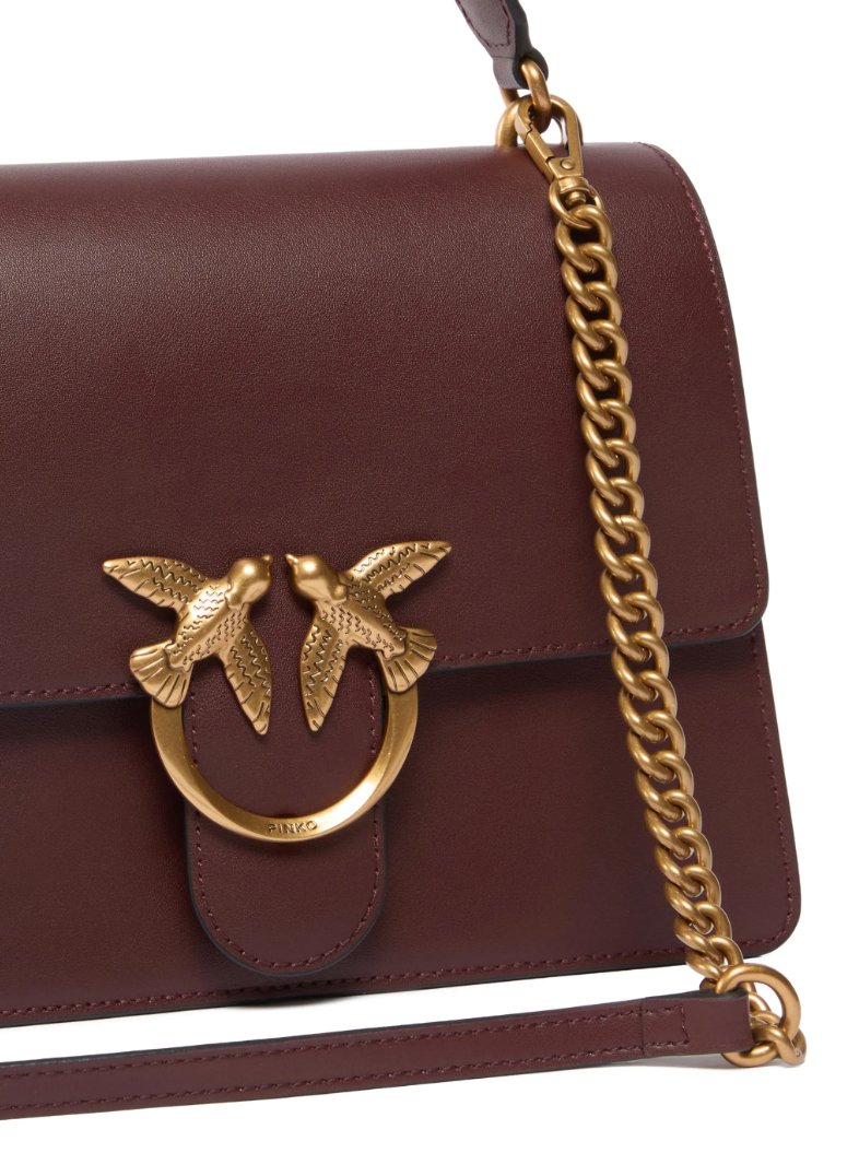 Pinko Calfskin Love One Bag Top Handle Burgundy — view 3