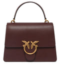Pinko Calfskin Love One Bag Top Handle Burgundy