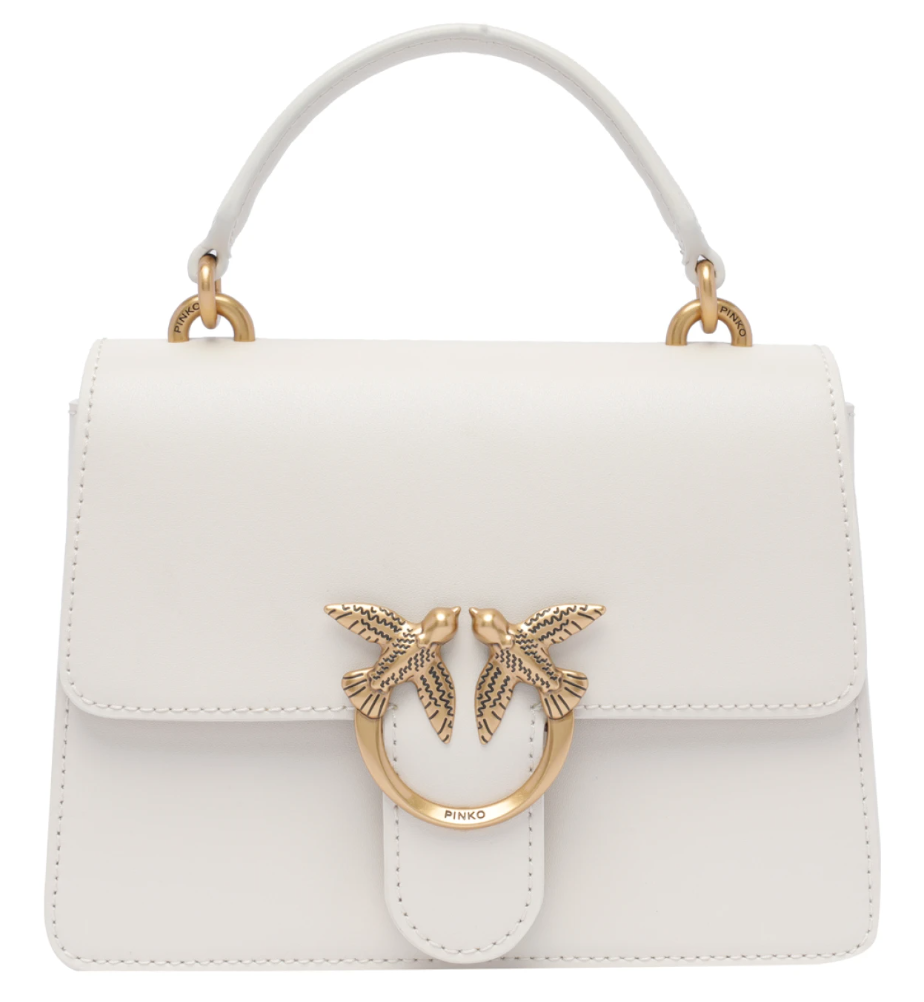 Pinko Calfskin Love One Bag Top Handle White