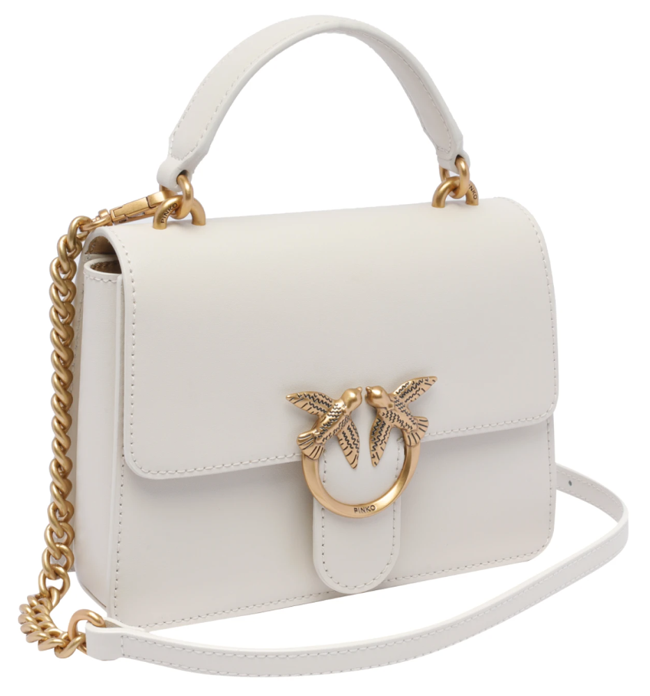 Pinko Calfskin Love One Bag Top Handle White — view 3