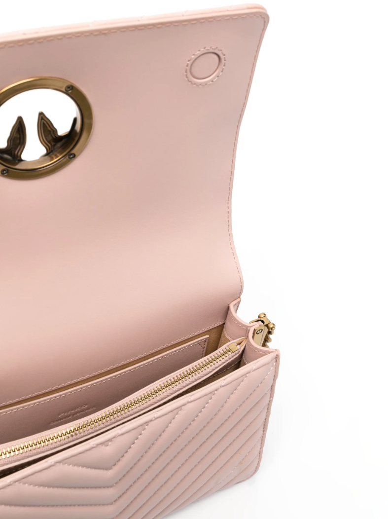 Pinko Calfskin Love Click Classic Nappa Chevron Pink — view 4
