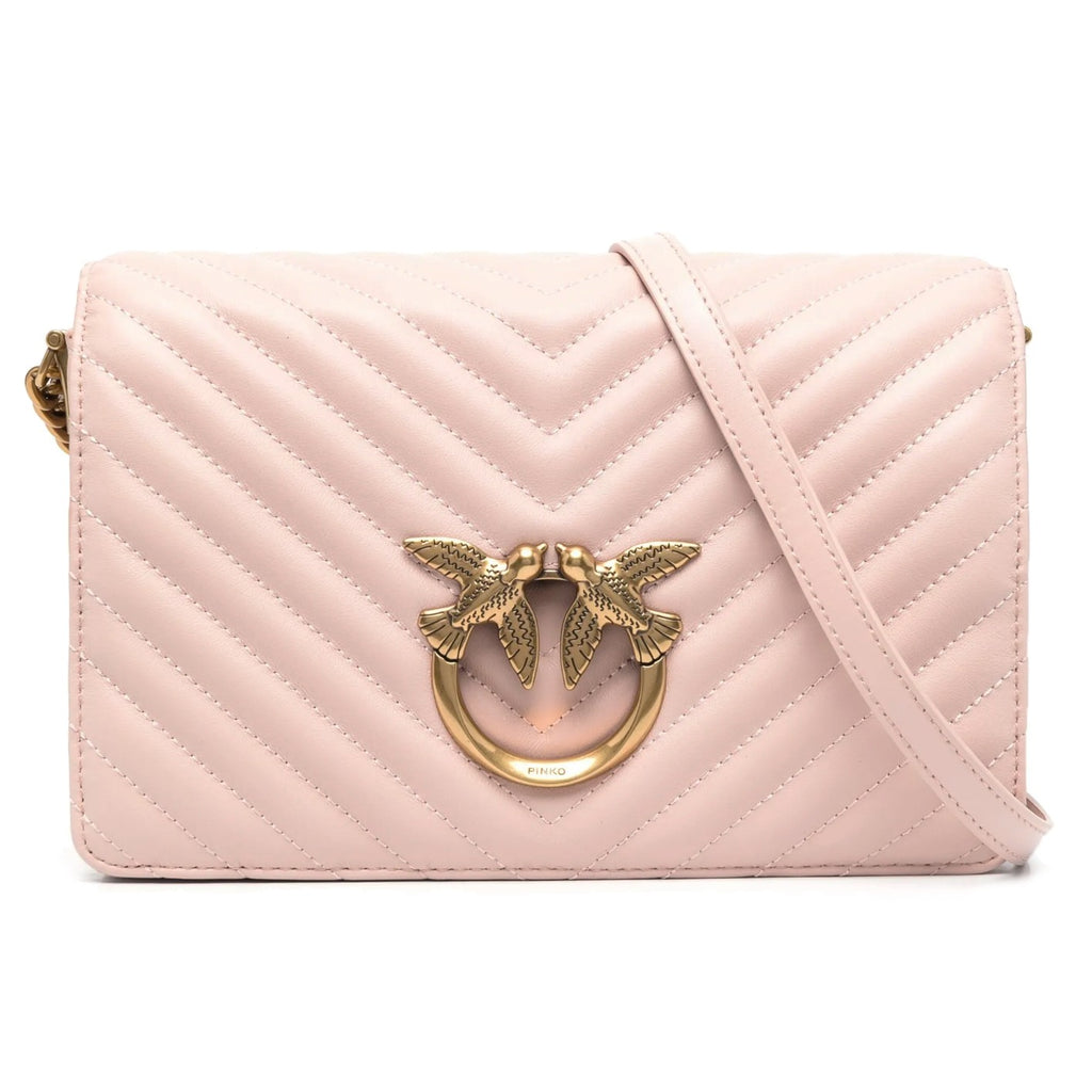 Pinko Calfskin Love Click Classic Nappa Chevron Pink