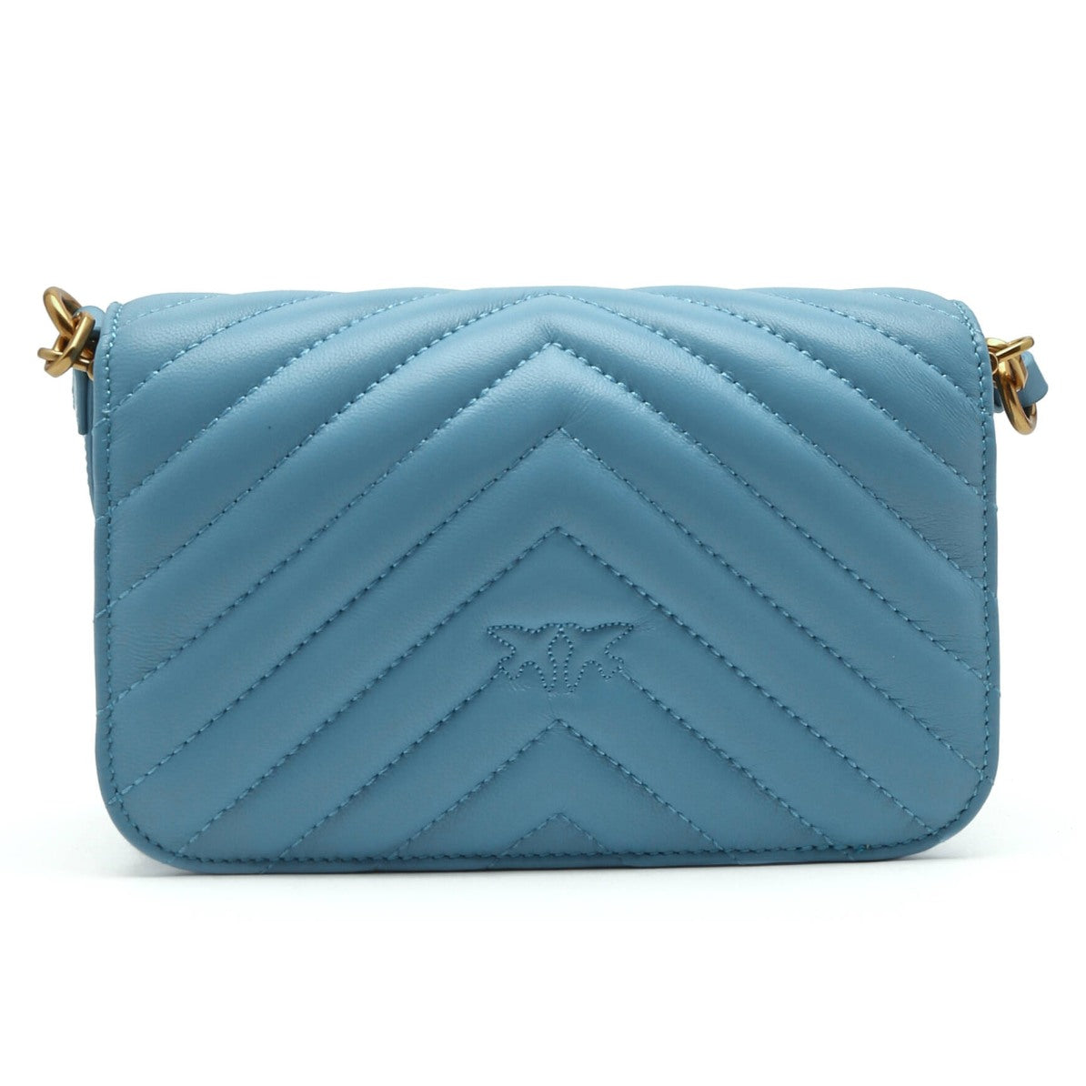Pinko Calfskin Love Bell Mini Nappa Chevron Light Blue — view 2