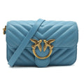 Pinko Calfskin Love Bell Mini Nappa Chevron Light Blue