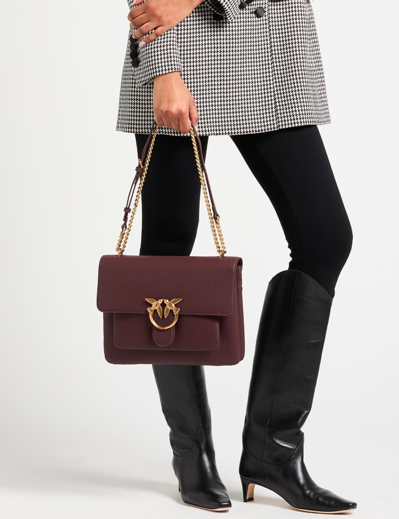 Pinko Calfskin Love One Soft Big Bag Gold — view 5