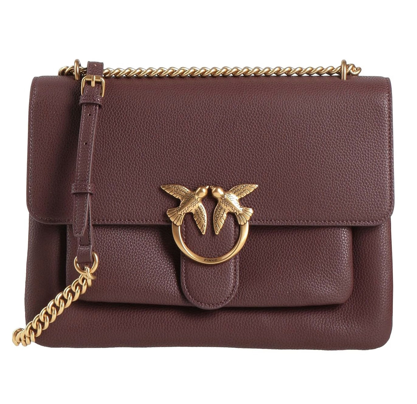 Pinko Calfskin Love One Soft Big Bag Gold