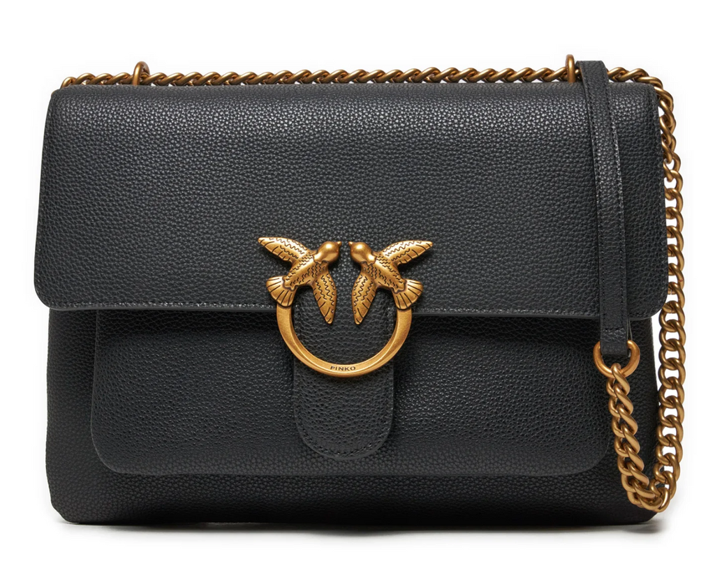 Pinko Calfskin Love One Soft Big Bag Black