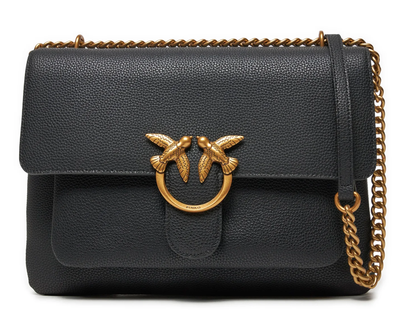 Pinko Calfskin Love One Soft Big Bag Black