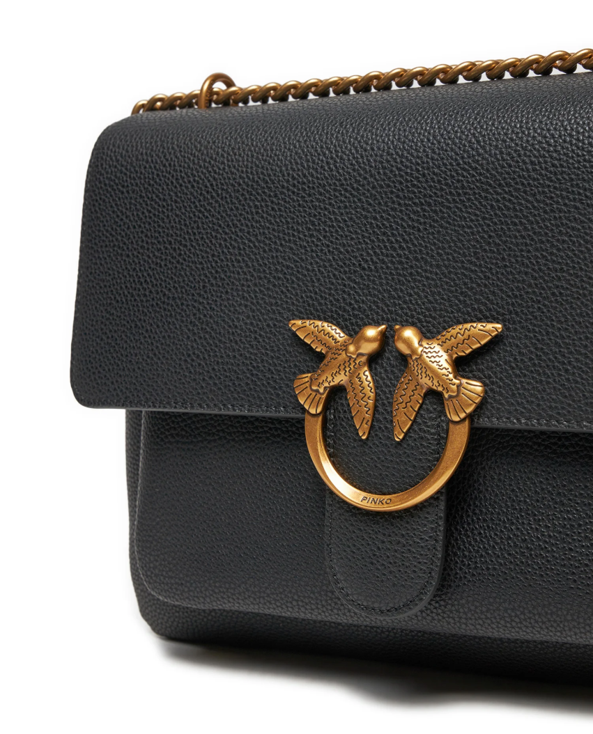 Pinko Calfskin Love One Soft Big Bag Black — view 3
