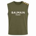 Balmain Cotton Tank Top Green Logo